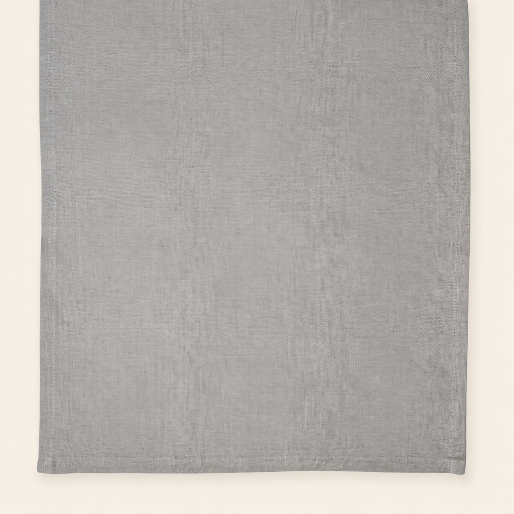 Runner in lino grigio chiaro, dettaglio originale