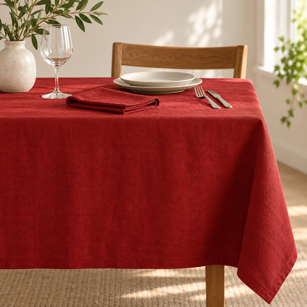 Tovaglia in lino bordeaux