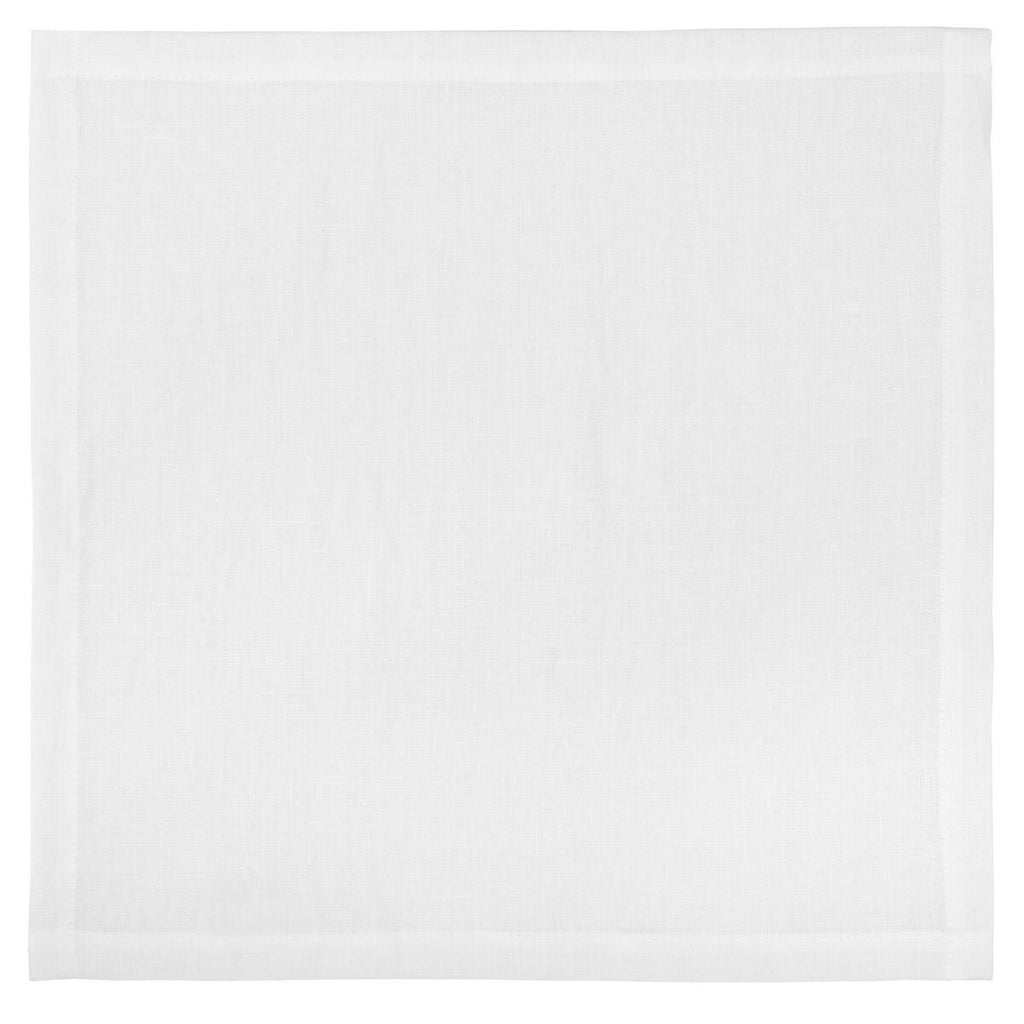 Set di tovaglioli in lino bianco con orlo a giorno 40 × 40 cm