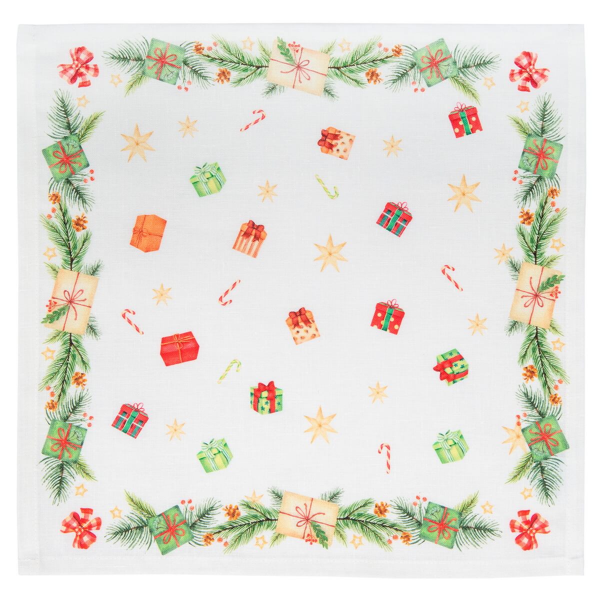 Set di tovaglioli in lino bianco con slitta e regali 40 × 40 cm