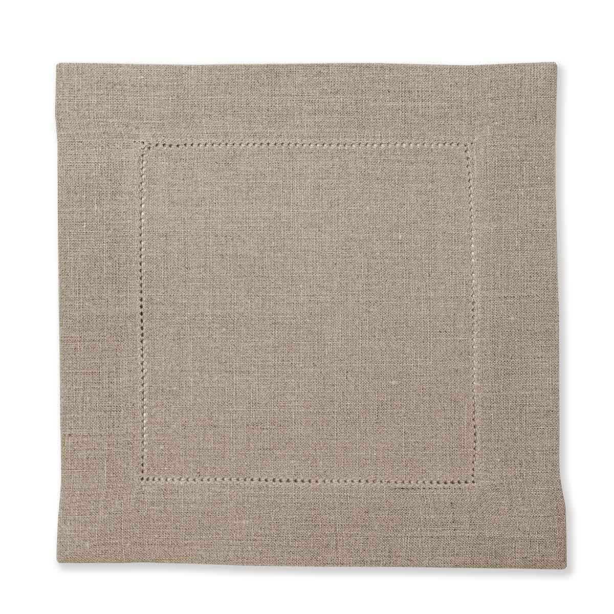 Set di tovaglioli in lino grigio con orlo a giorno 25 × 25 cm