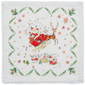 Tovagliolo in lino con pizzo, Babbo Natale e regali 40 × 40 cm